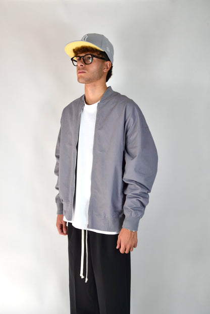 Bomber In Cotone Oversize Grigio