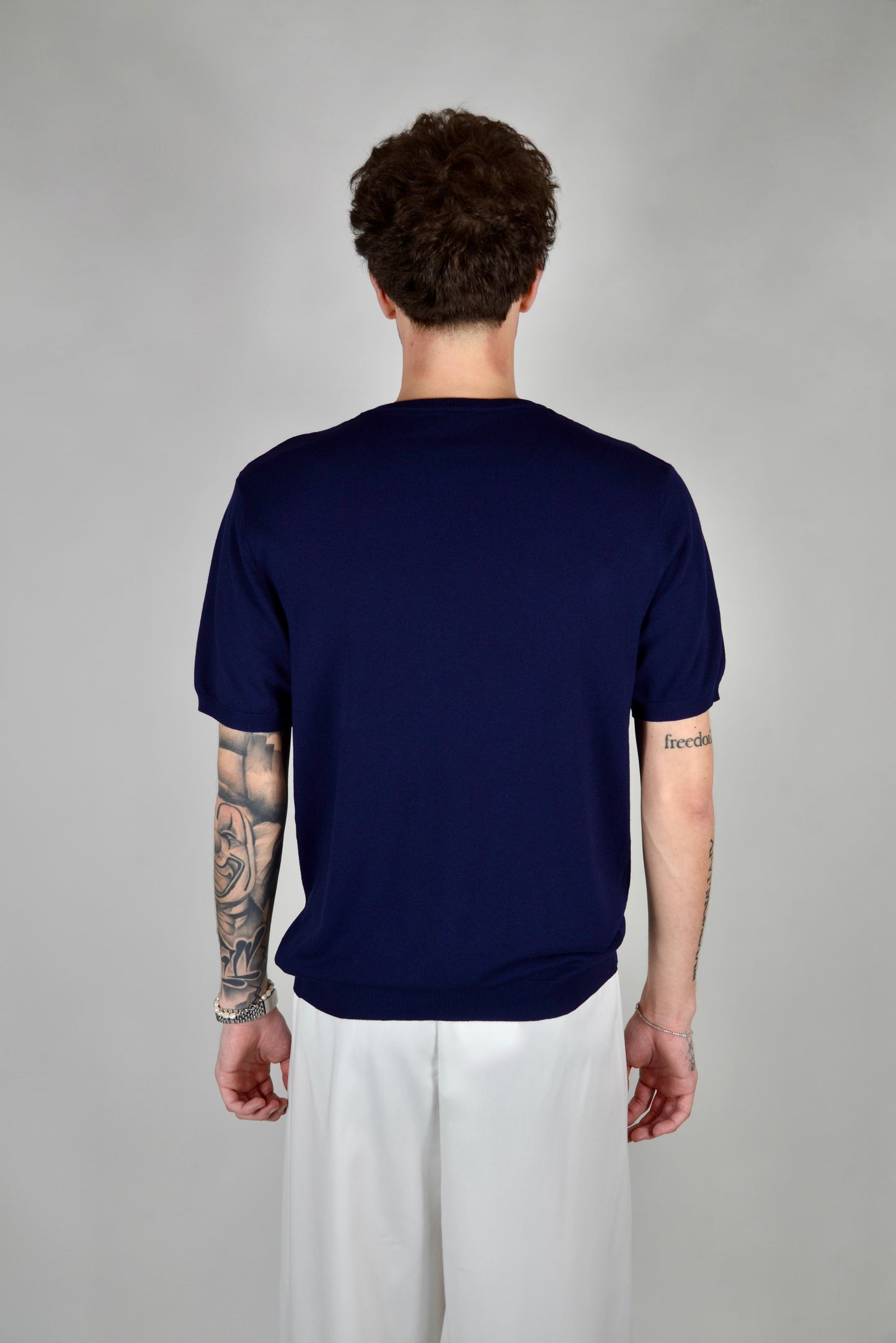 T-Shirt In Filo Blu Navy
