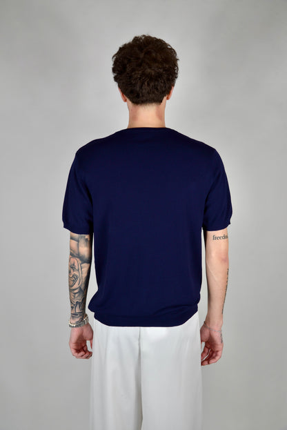 T-Shirt In Filo Blu Navy