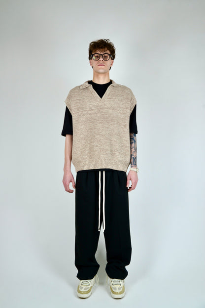 Gilet In Filo Intrecciato Beige