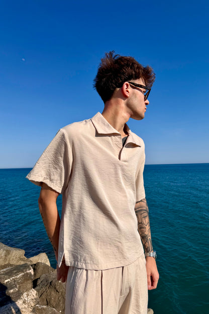Polo Cancún In Lino Beige