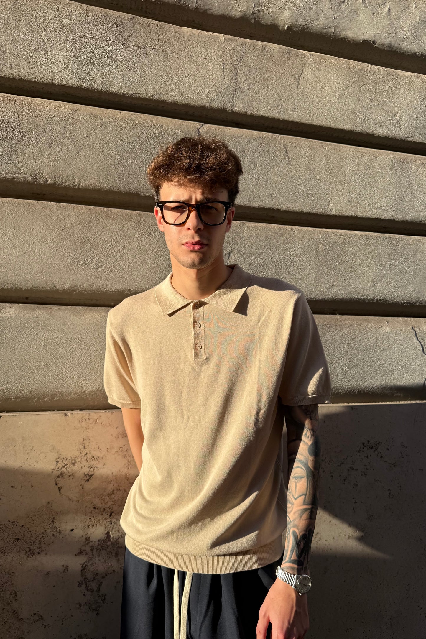 Polo In Filo Beige