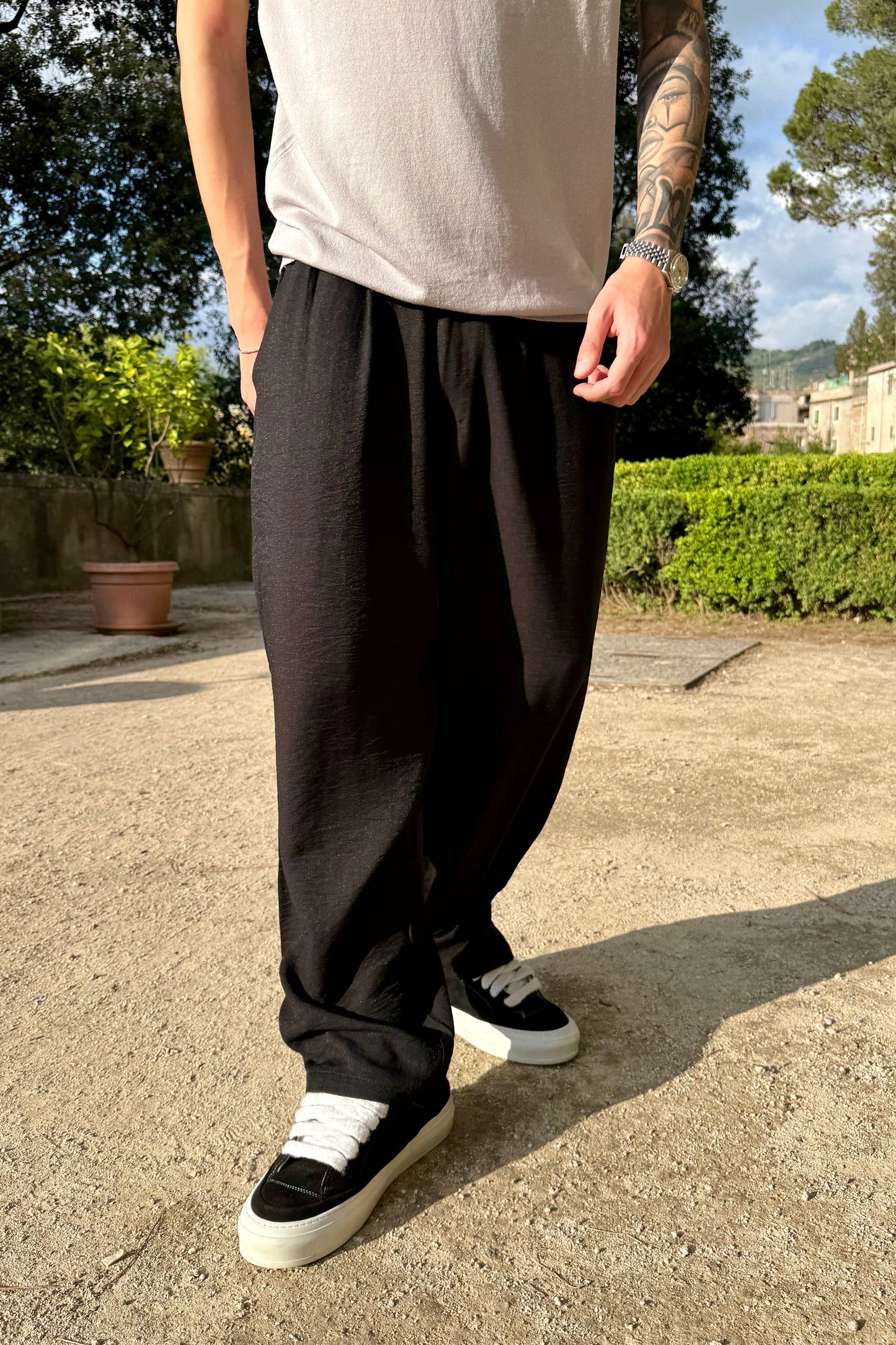 Pantalone In Viscosa Nero