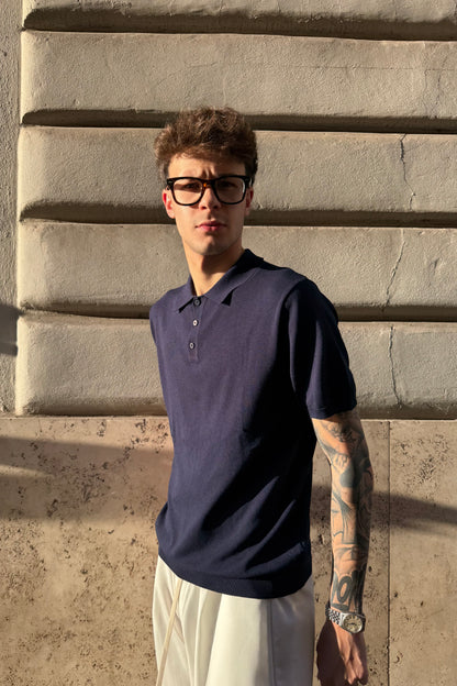 Polo In Filo Blu