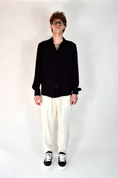 Pantalaccio Elegante In Lino Beige