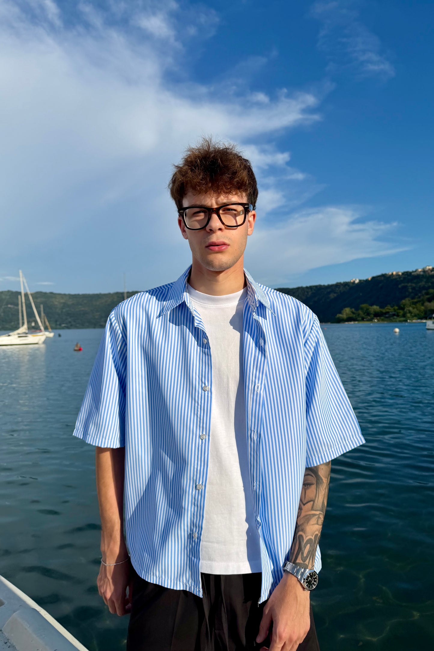 Camicia Millerighe Celeste