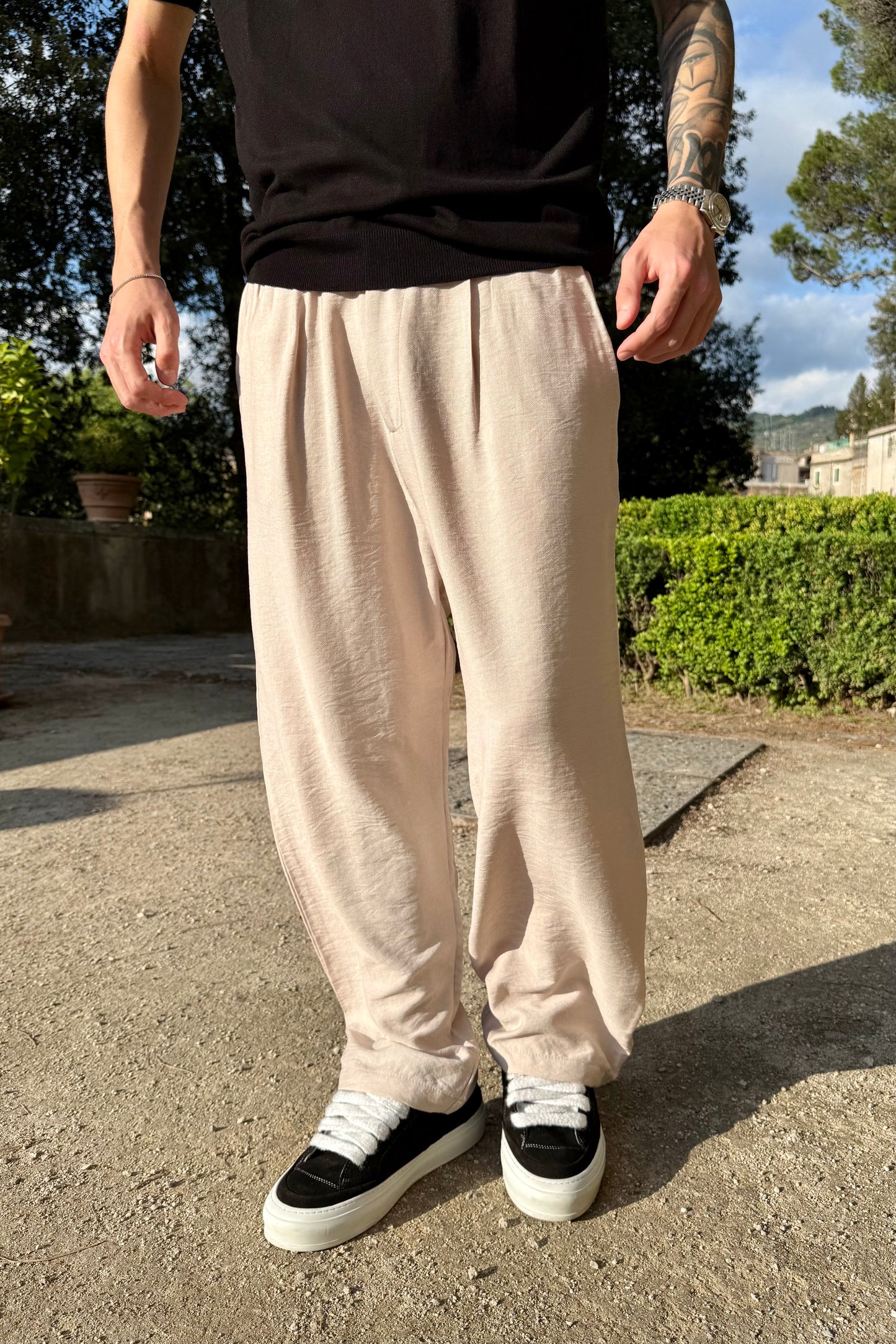 Pantalone In Viscosa Beige