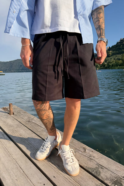 Pantaloncino In Bull Di Cotone Nero