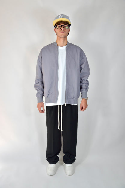 Bomber In Cotone Oversize Grigio