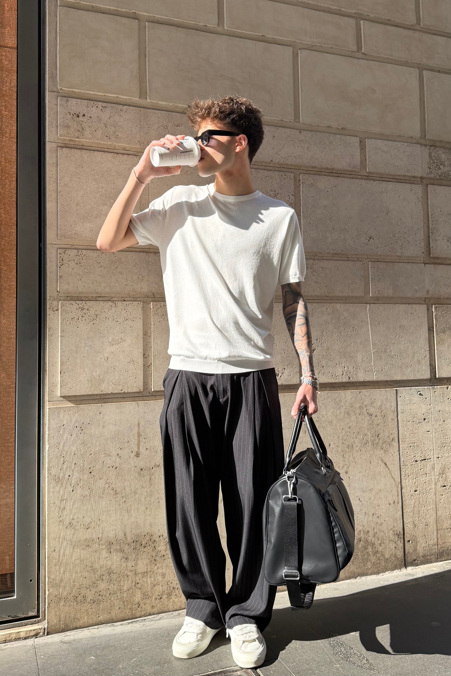 Pantalone Gessato Nero
