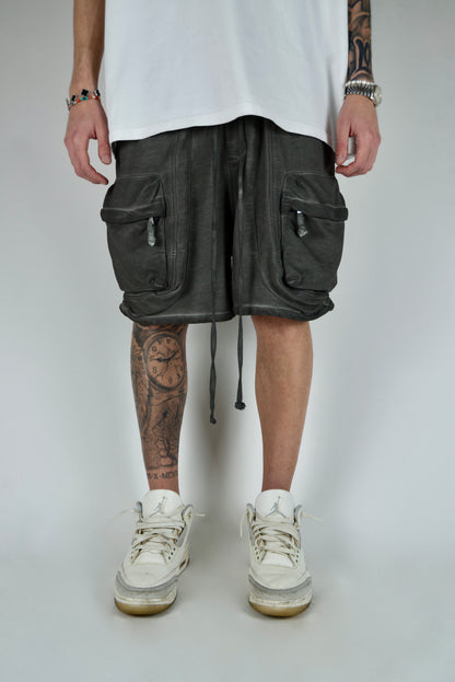 Pantaloncino Cargo Frontale Slavato Grigio