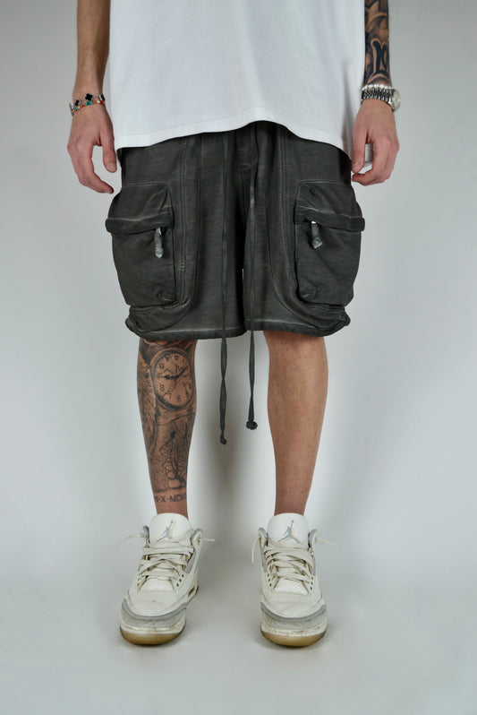 Pantaloncino Cargo Frontale Slavato Grigio