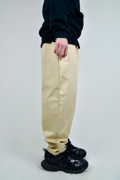 Pantalaccio In Cotone Fondo Ampio Beige