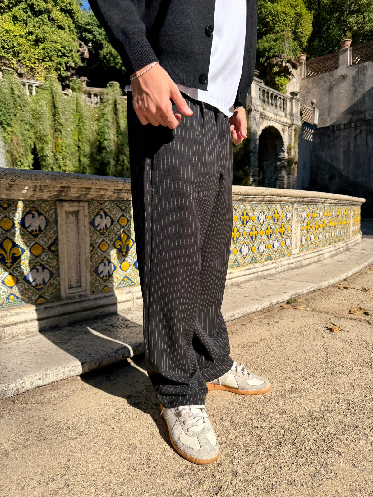 Pantalone Gessato Nero