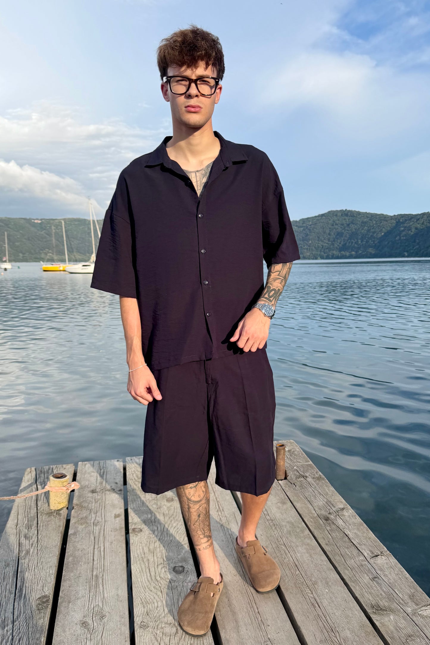 Coordinato Mykonos In Lino Blu Notte