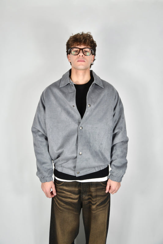 Bomber Scamosciato Grigio