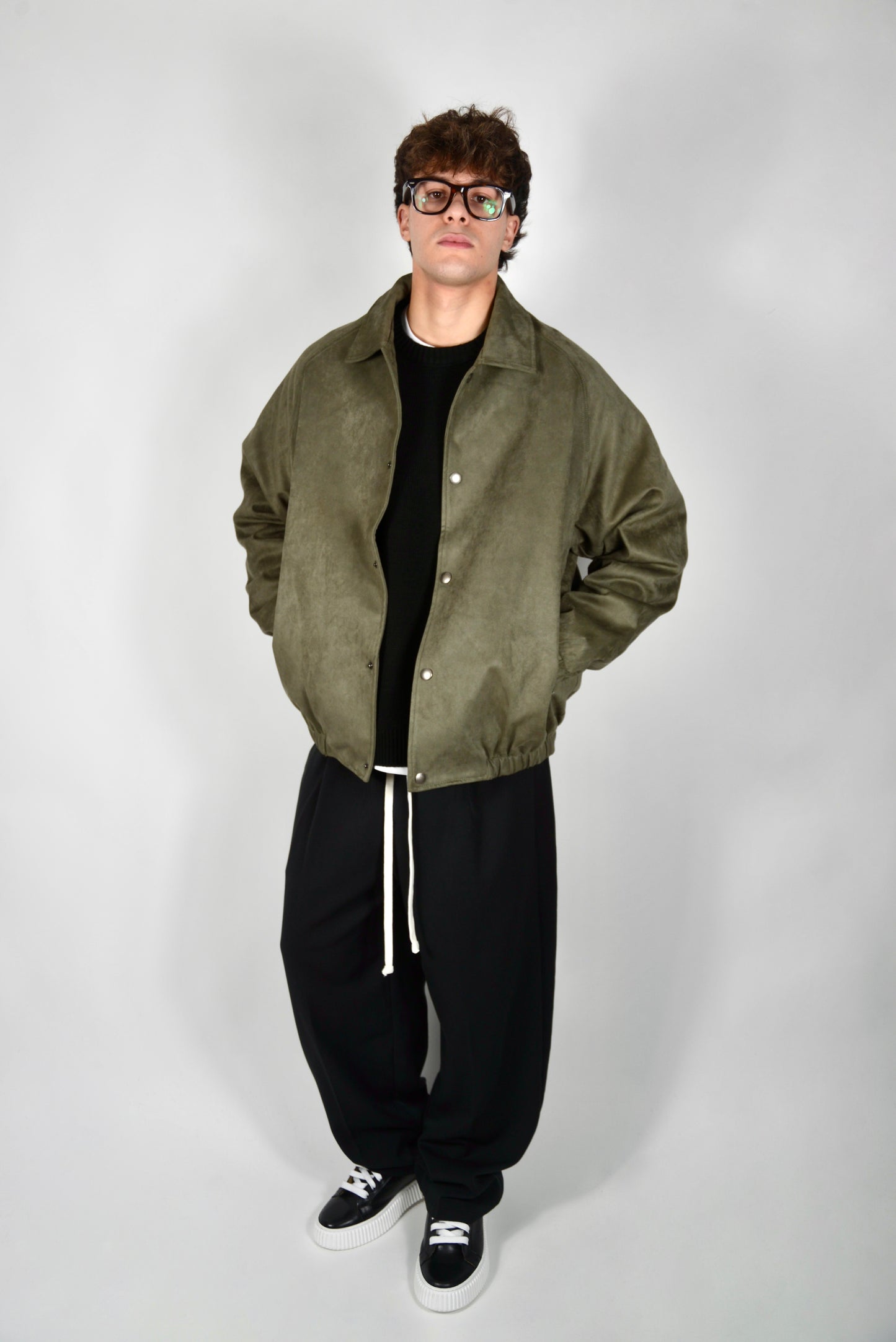 Bomber Scamosciato Verde