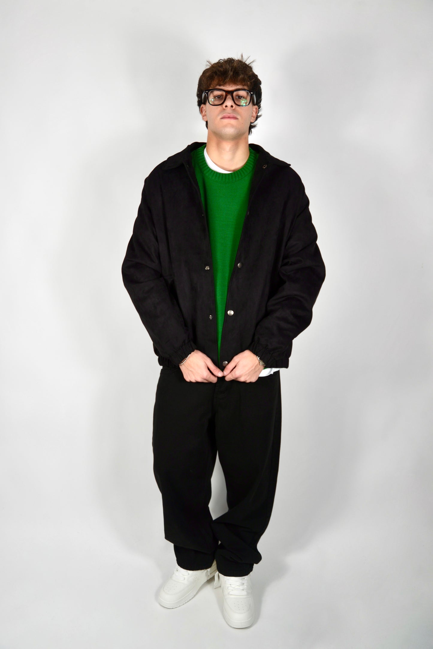 Bomber Scamosciato Nero