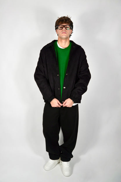 Bomber Scamosciato Nero