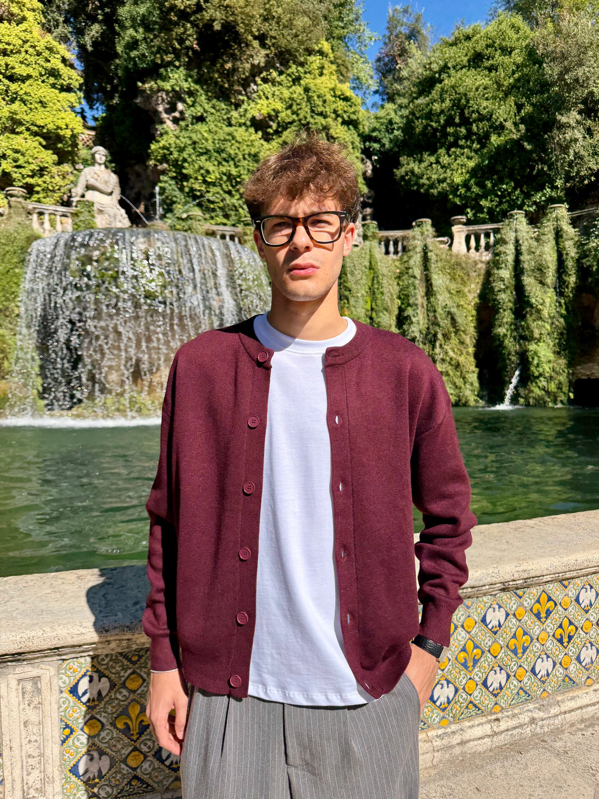 Cardigan Full Button Bordeaux