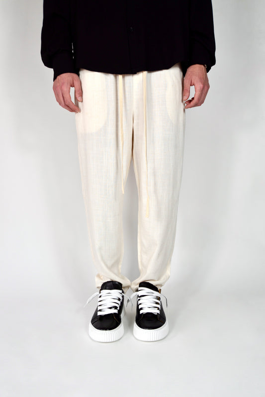 Pantalaccio Elegante In Lino Beige