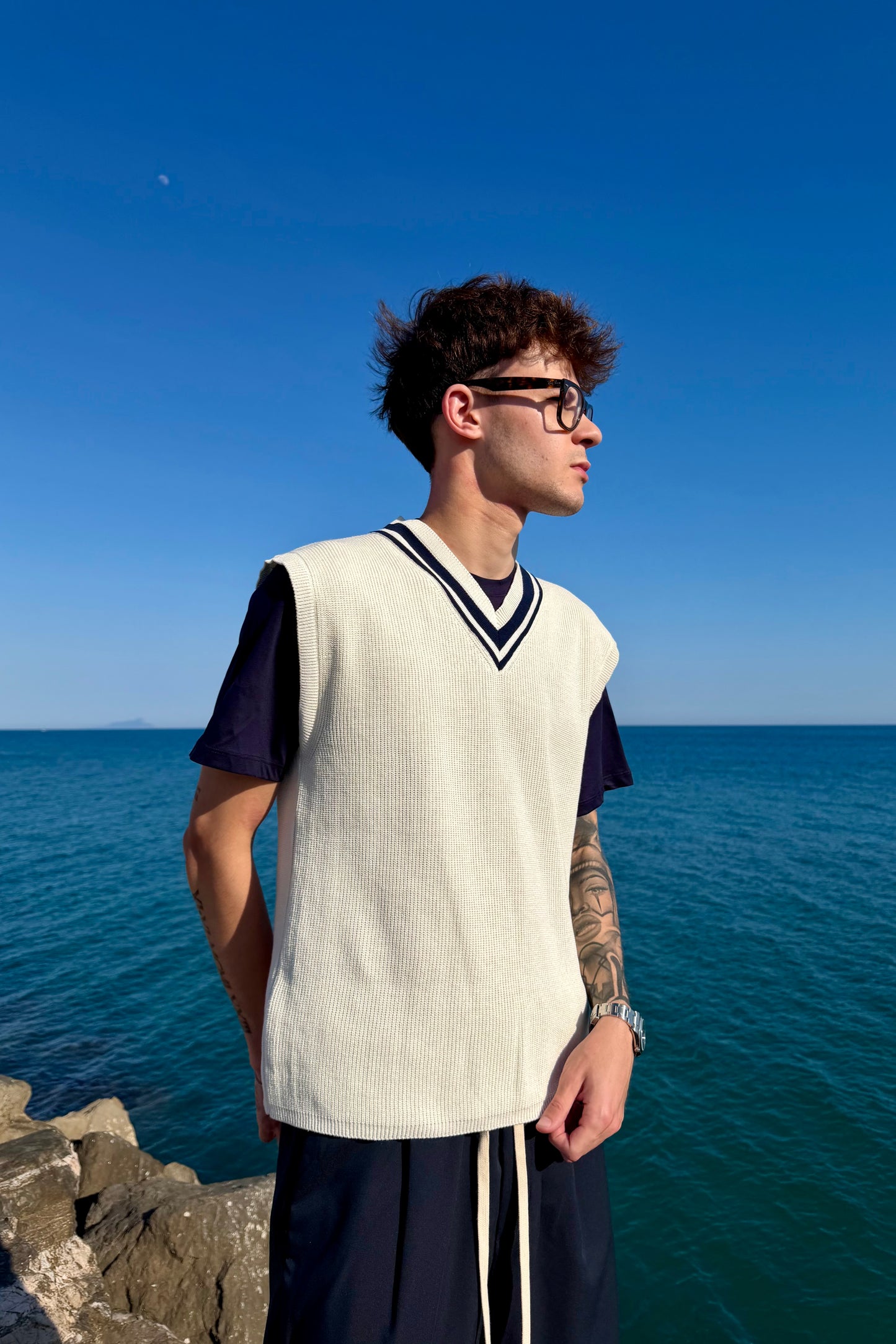 Gilet Montecarlo Panna/Blu