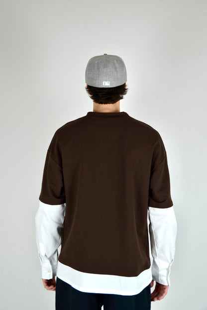 T-shirt Manica Camicia Marrone