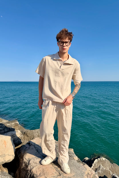 Polo Cancún In Lino Beige