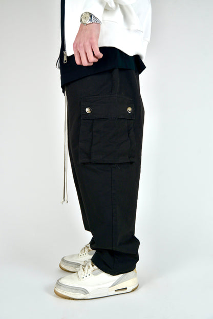 Cargo Monocolore Fondo Ampio Nero