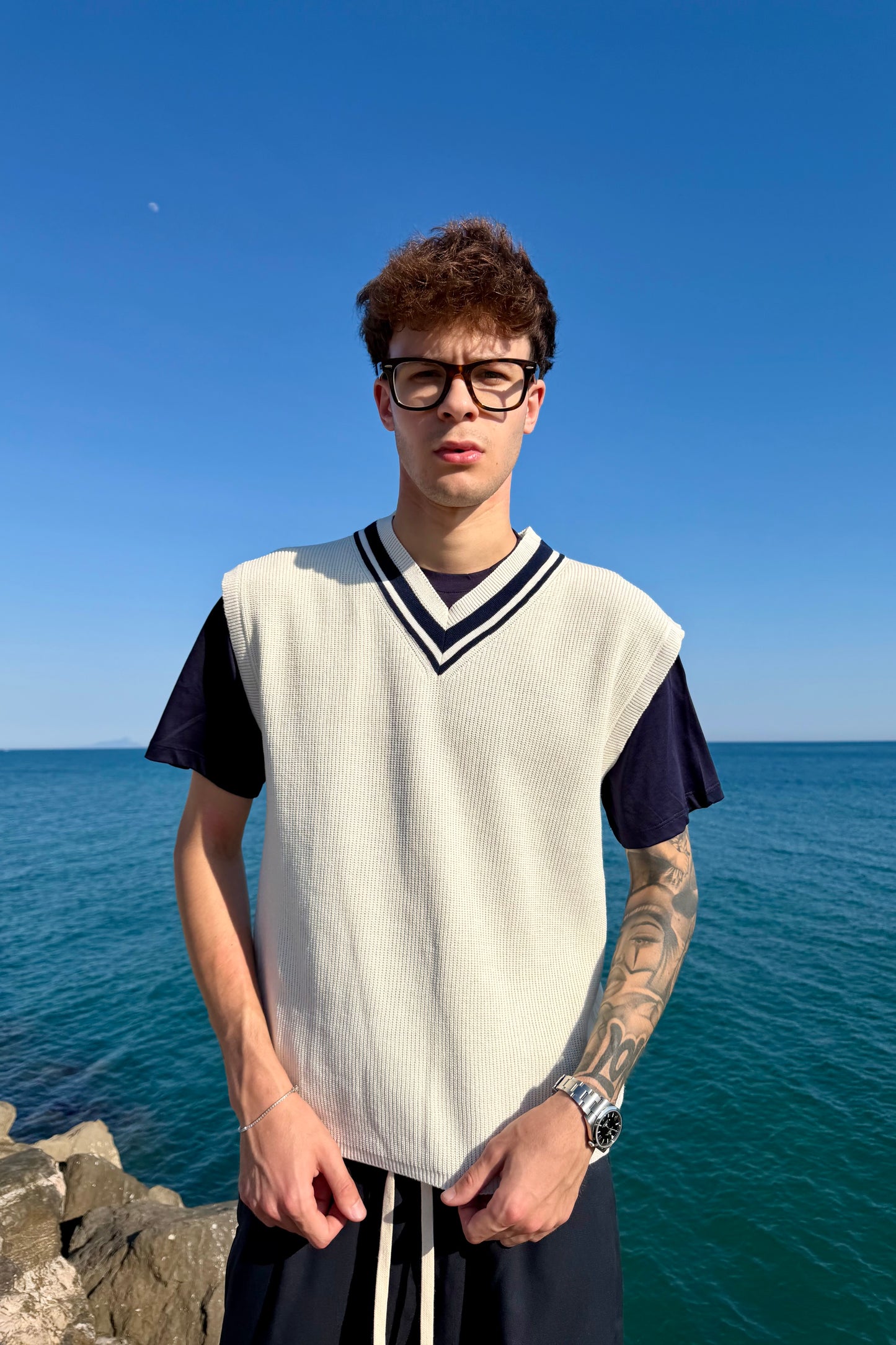 Gilet Montecarlo Panna/Blu