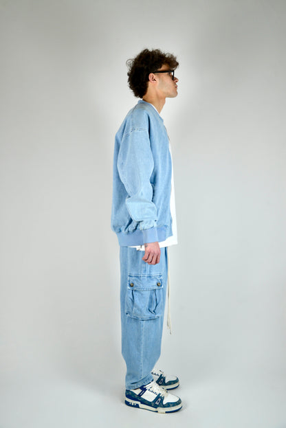 Coordinato Cargo In Denim Celeste