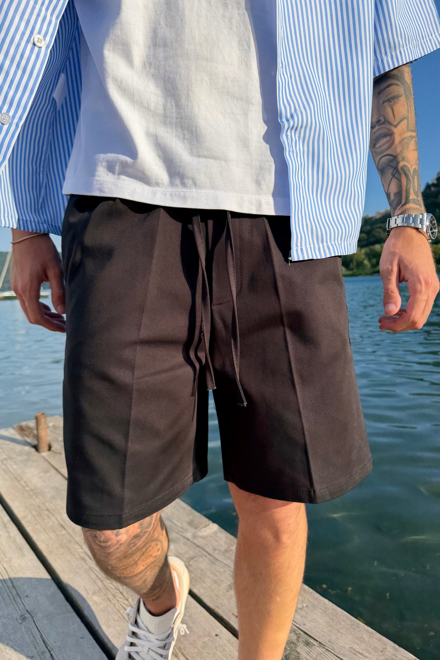 Pantaloncino In Bull Di Cotone Nero