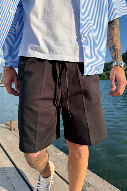Pantaloncino In Bull Di Cotone Nero