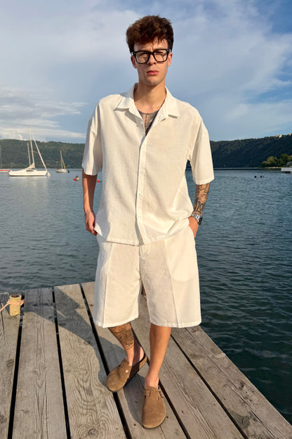 Coordinato Mykonos In Lino Bianco