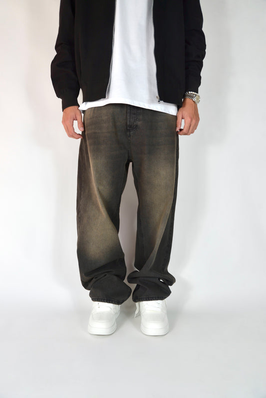 Jeans Baggy Fit Sabbiato Nero