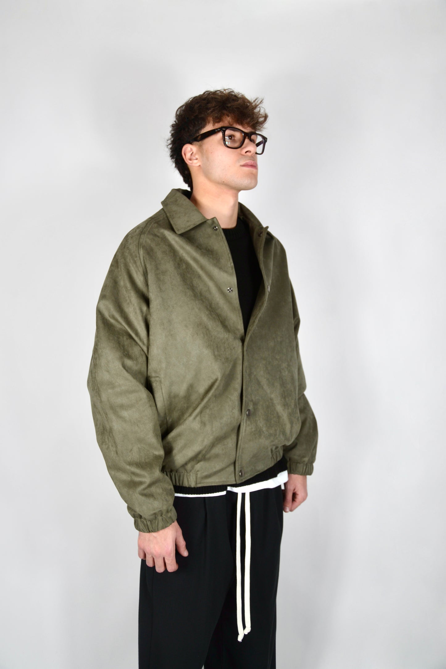 Bomber Scamosciato Verde