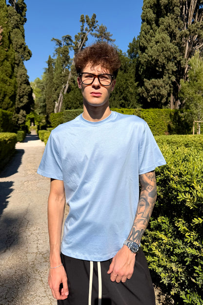 T-Shirt In Filo Di Scozia Celeste