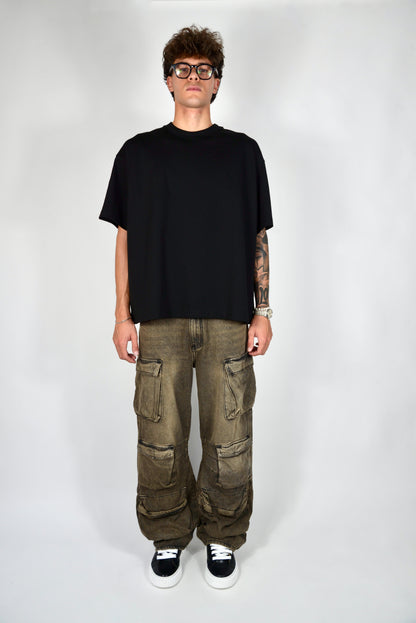 Jeans Cargo Multipocket Baggy Fit Sabbiato