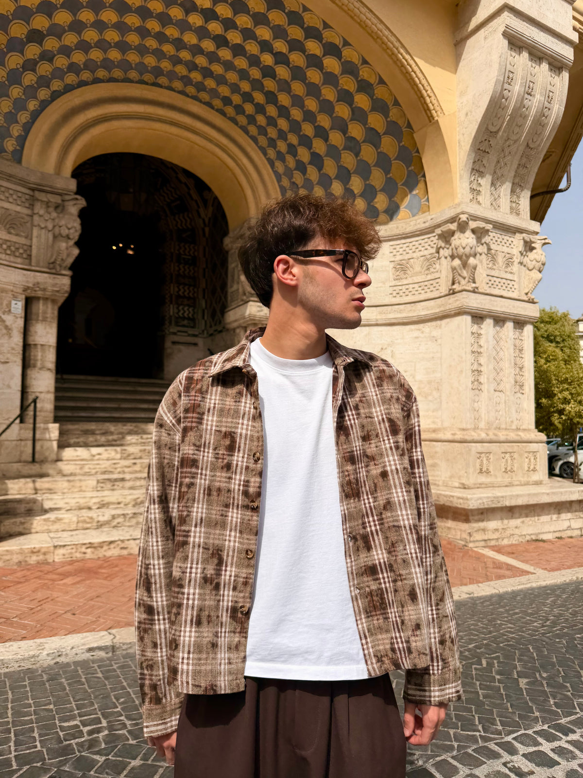 Camicia A Quadri Moka