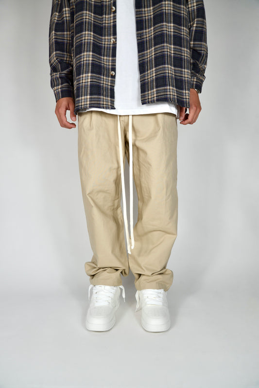 Pantalaccio In Cotone Fondo Ampio Beige