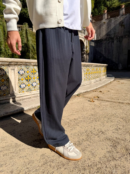 Pantalone Gessato Blu Navy