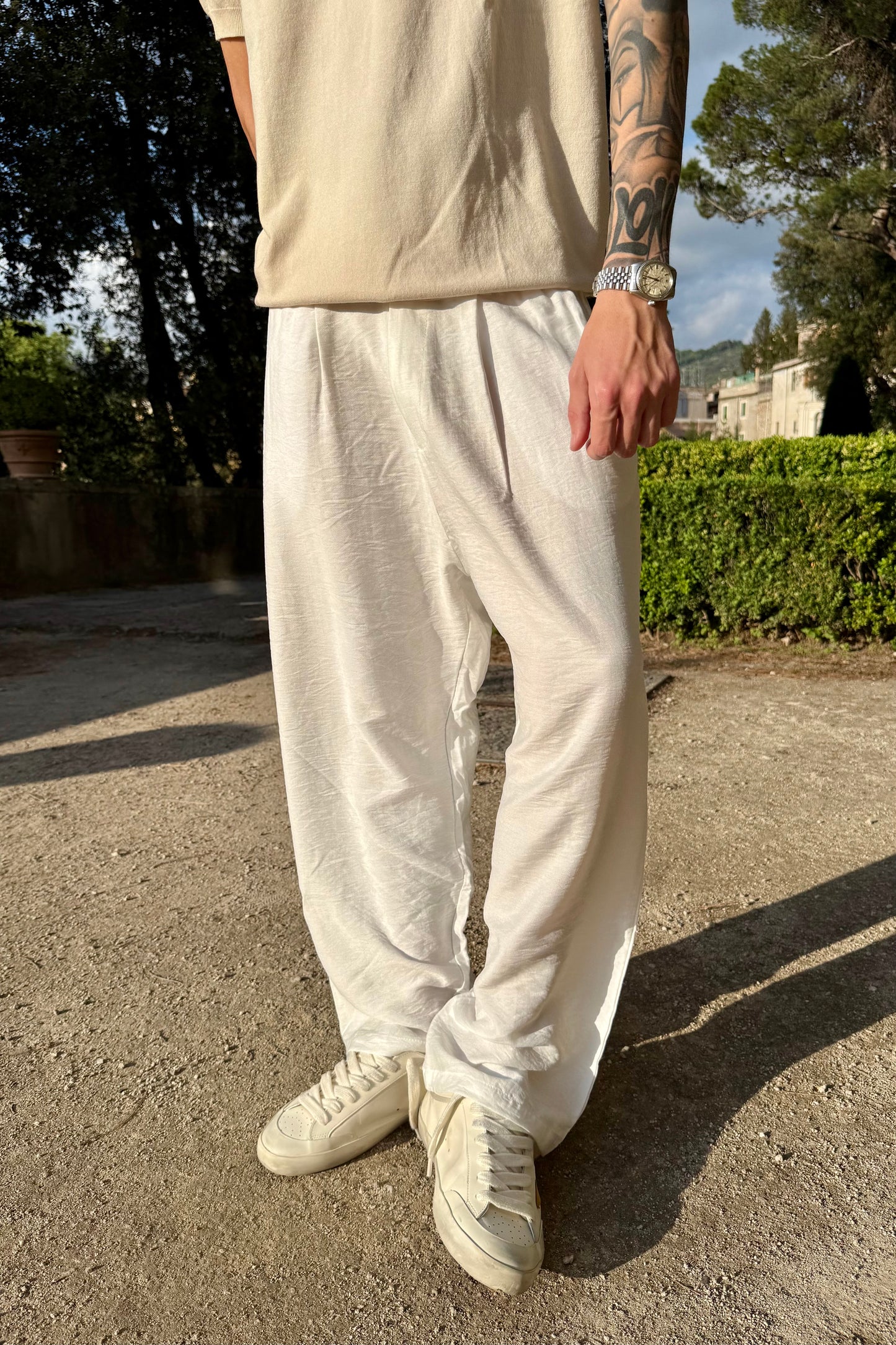Pantalone In Viscosa Bianco