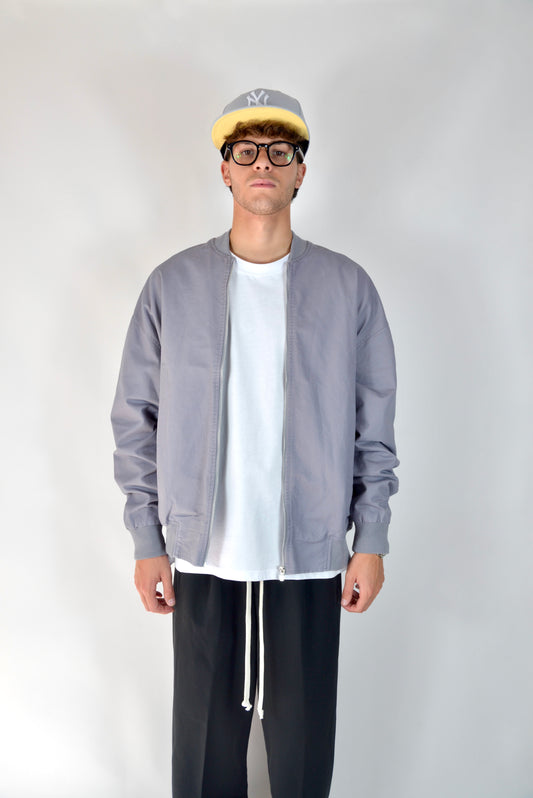 Bomber In Cotone Oversize Grigio