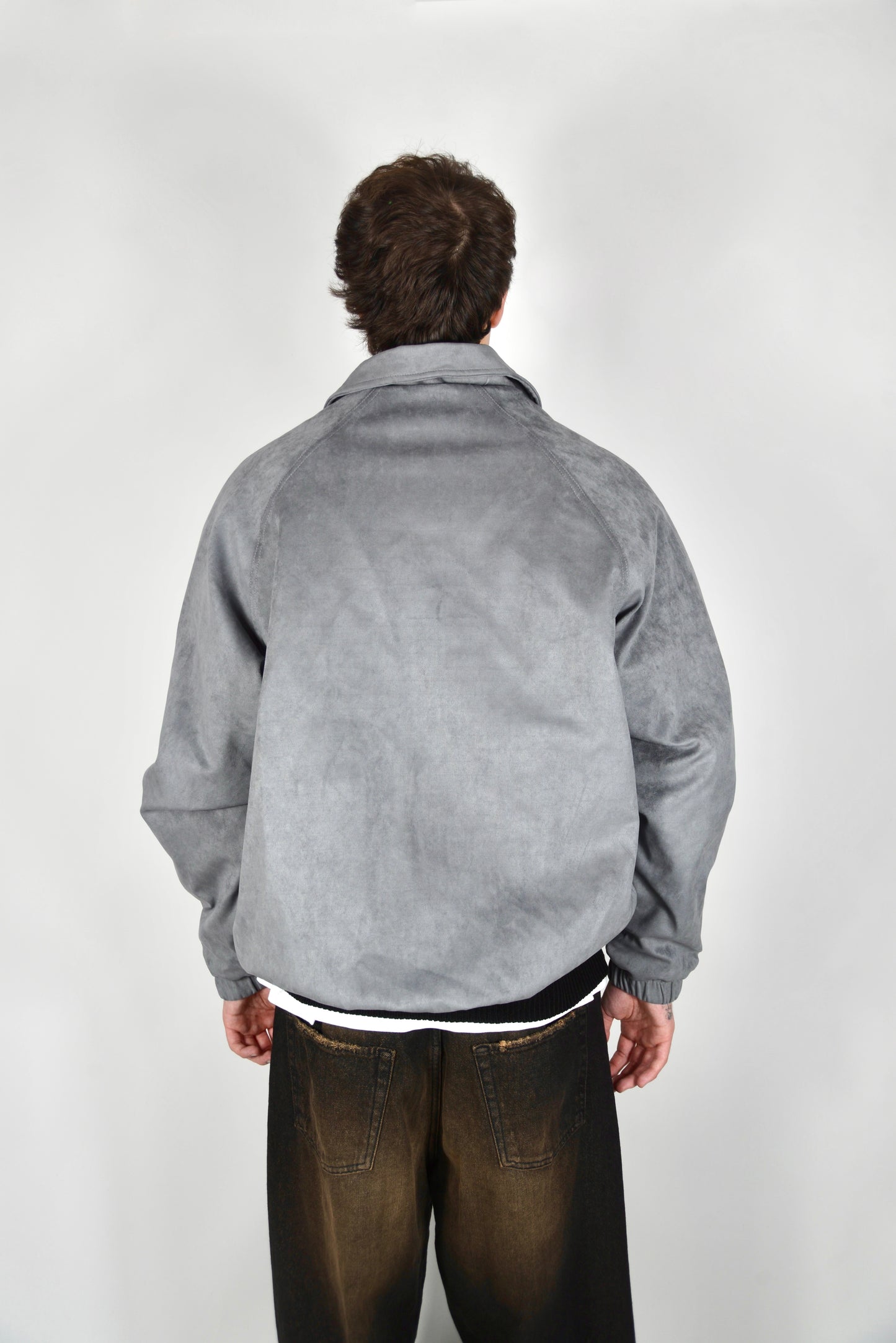 Bomber Scamosciato Grigio