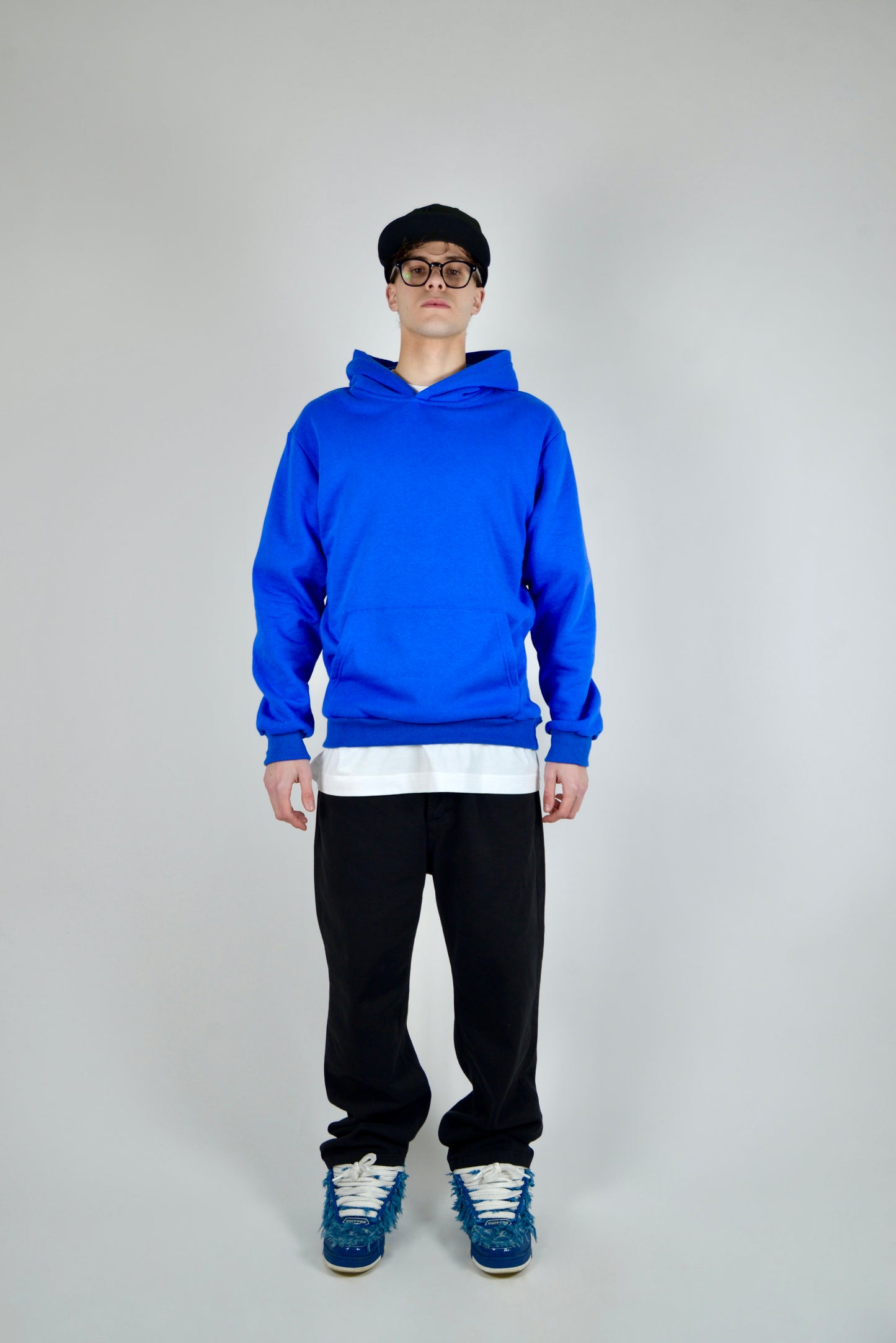 Felpa In Cotone Regular Fit Blu Elettrica