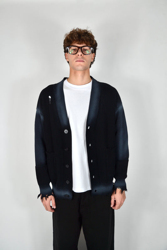 Cardigan Destroyed Fumé