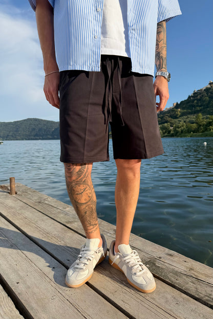 Pantaloncino In Bull Di Cotone Nero