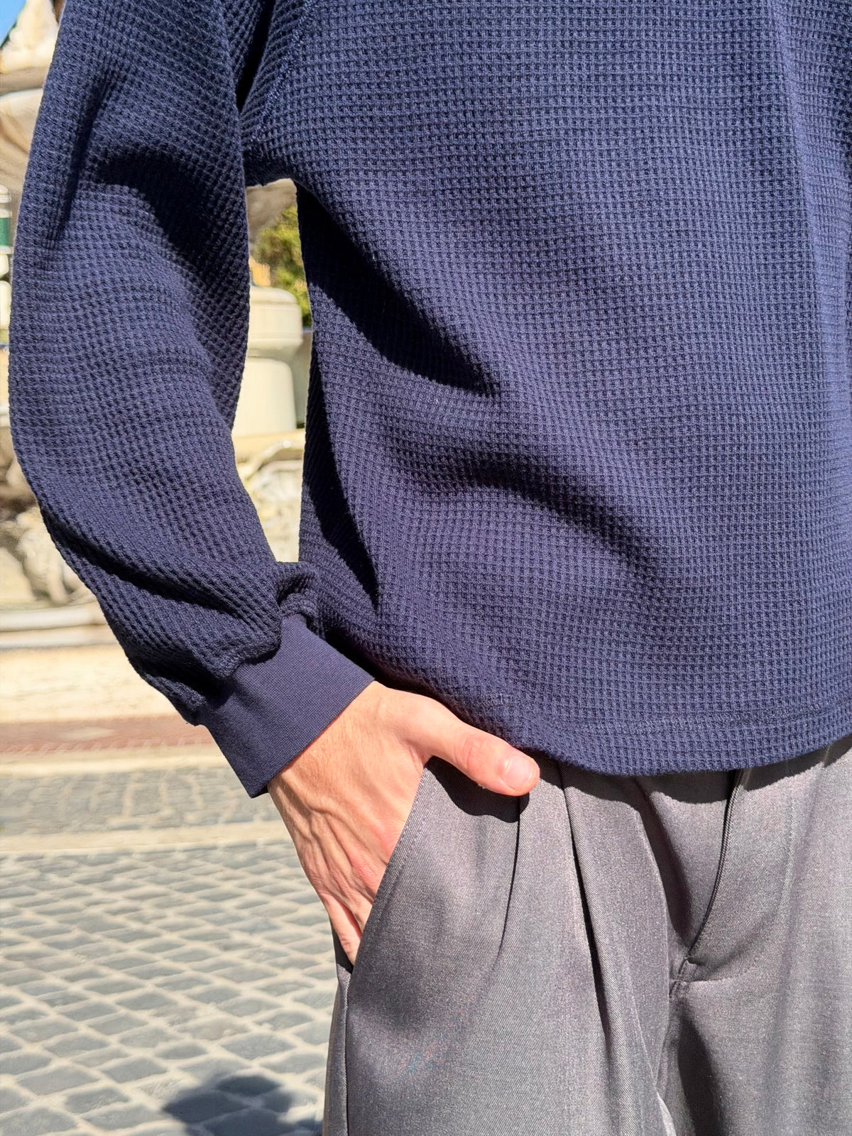 Waffle Longsleeve Blu Navy