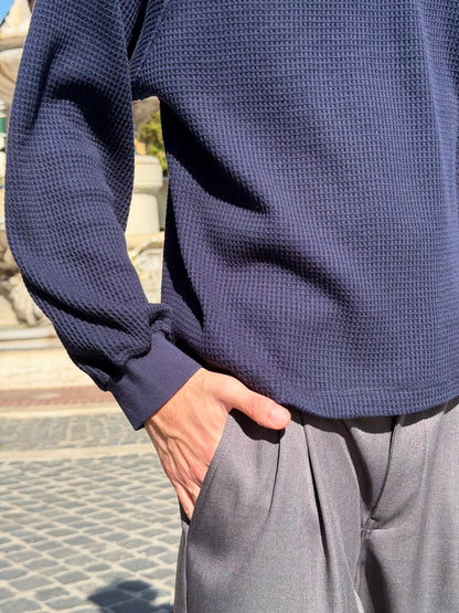 Waffle Longsleeve Blu Navy