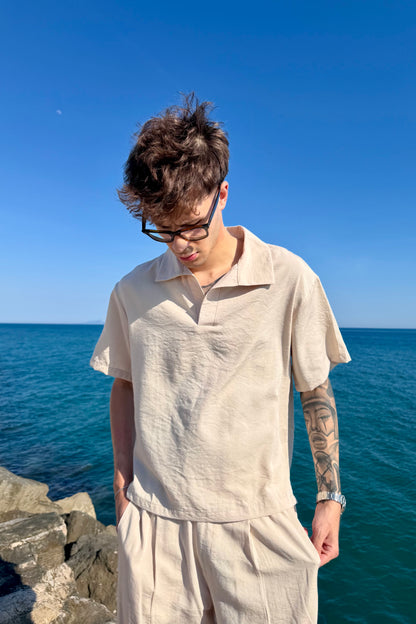 Polo Cancún In Lino Beige